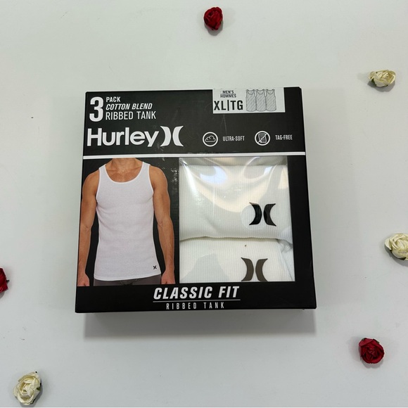 Hurley White Ribbed Cotton Blend Tank 3-Pack XL NIB - Picture 1 of 2